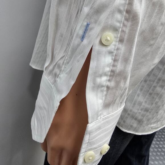 Tommy Bahama Dress Shirt Men 15.5 / 34-35 White Striped Long Sleeve - Picture 8 of 14